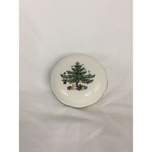 VINTAGE NIKO CHRISTMAS TREE WHITE TRINKET DISH WITH LID